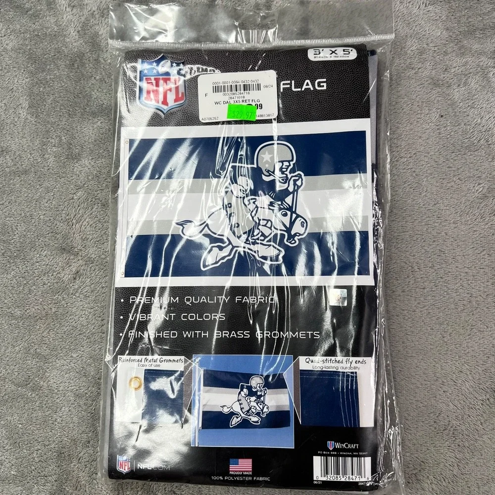 Dallas Cowboys Premium 3x5 Feet Flag Banner, Retro Logo, Metal‎ Grommets New